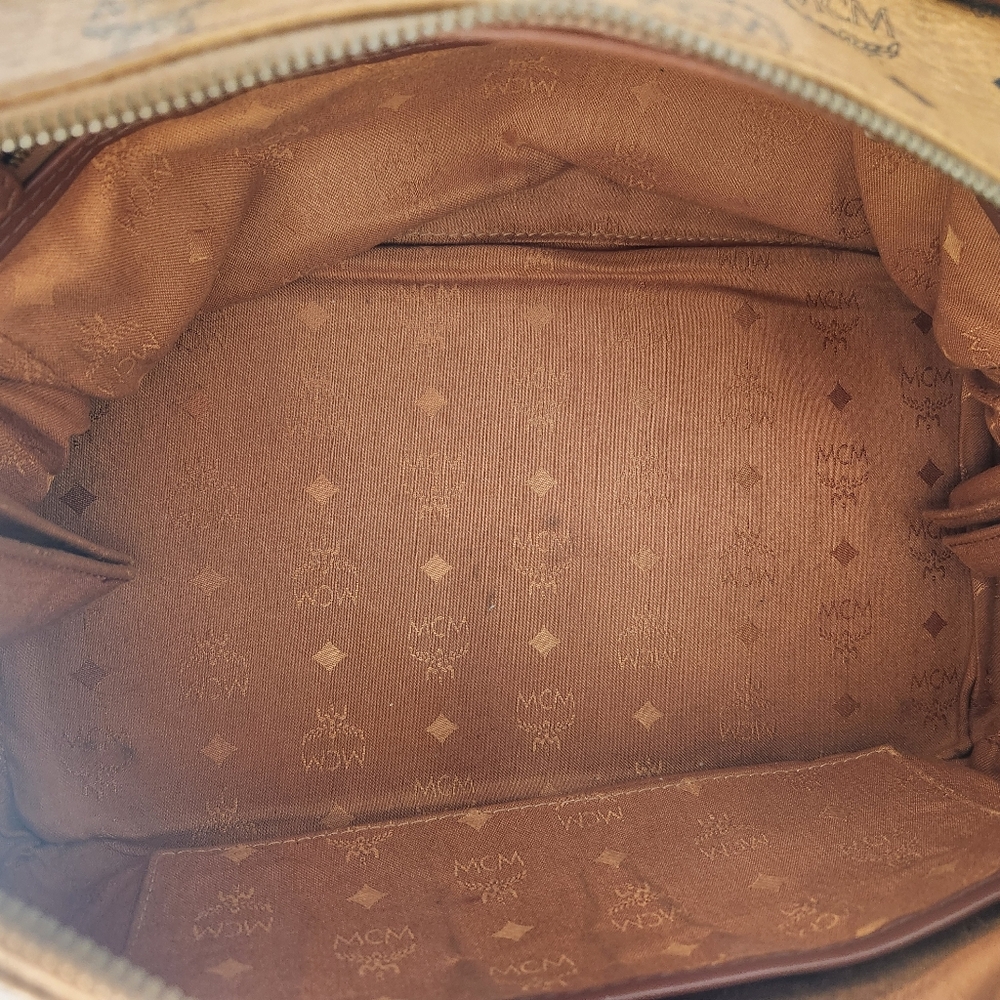 MCM Boston Cognac and Brown Monogram Satchel - Picture 5 of 7